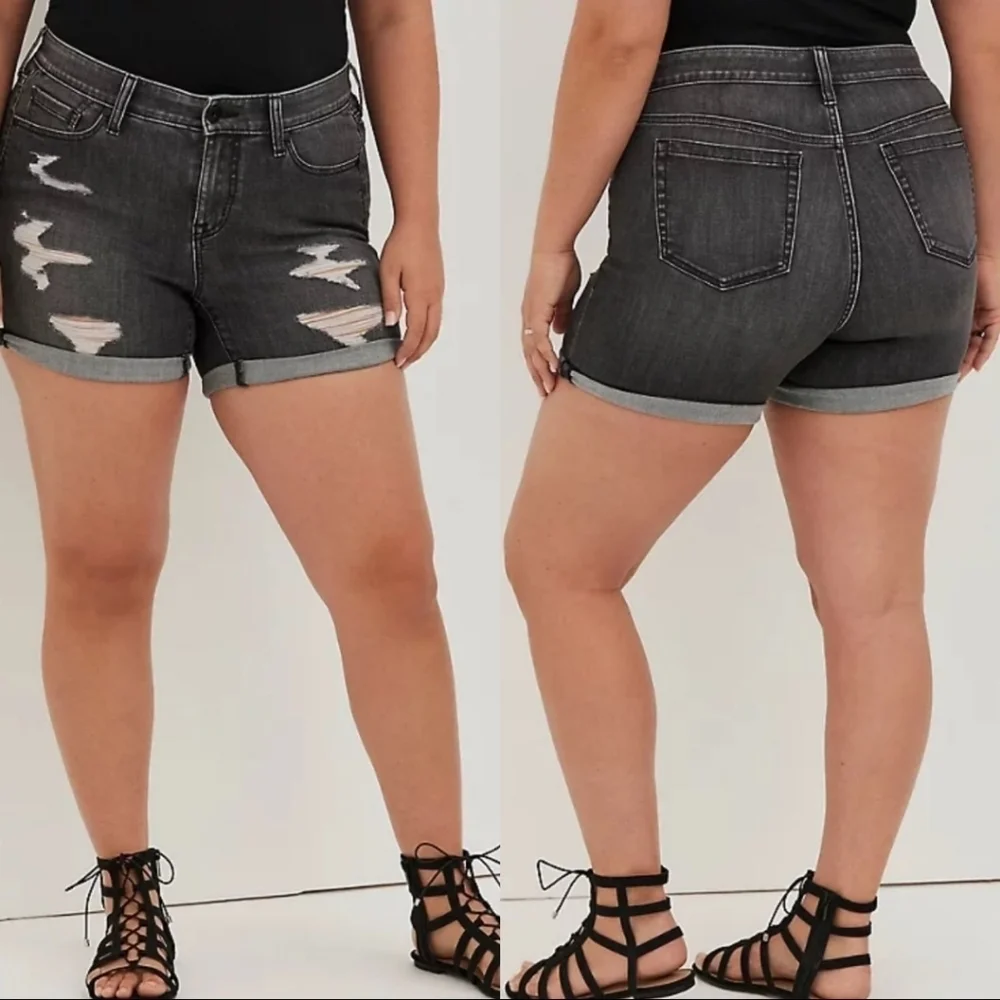 Torrid Mid Rise Distressed Midi Short Size 16